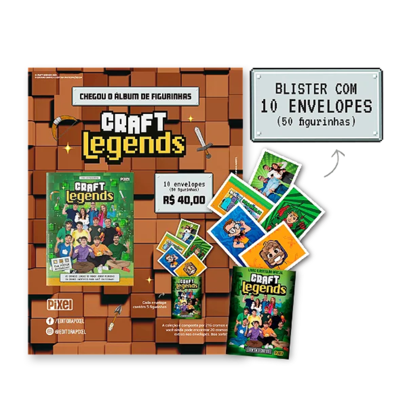 Kit de 10 Envelopes com 50 cromos Álbum oficial Craft Legends - Imagem 4