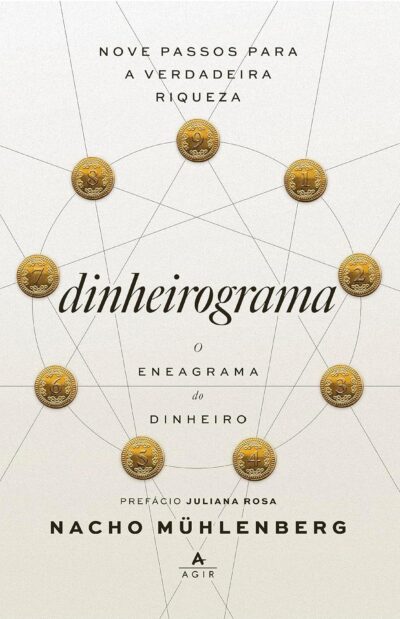 Capa do livro Dinheirograma: o eneagrama do dinheiro: 9 passos para a verdadeira riqueza, de Nacho Mühlenberg. Editorial Agir, tapa mo